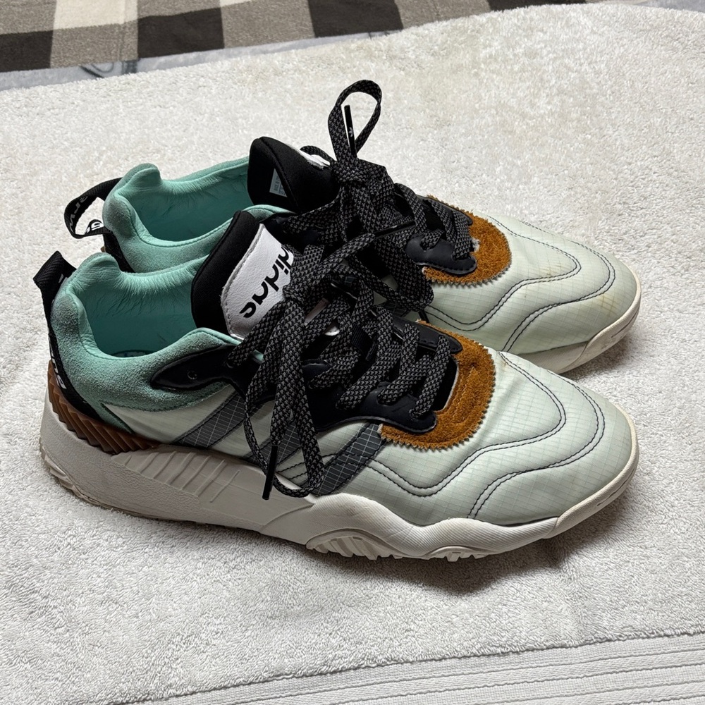 Adidas Mint and Black Sneakers with Brown Accents